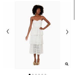 NWT Self-Portrait Tuckernuck White Cotton Broderie Anglaise Midi Dress